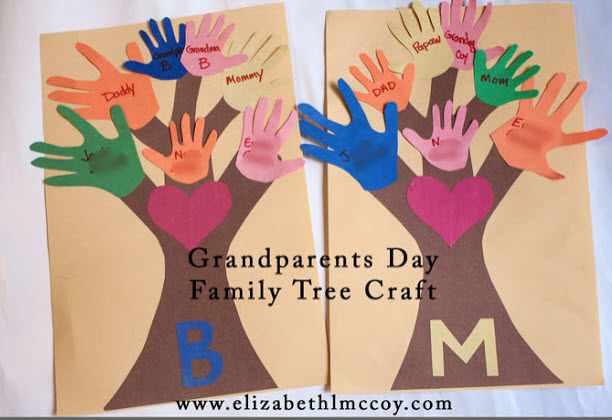 Grandparents Day Family tree art from preschooler