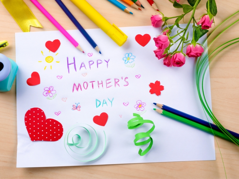 This mothers day crafts for kids consists of a homemade card made just for mom. 