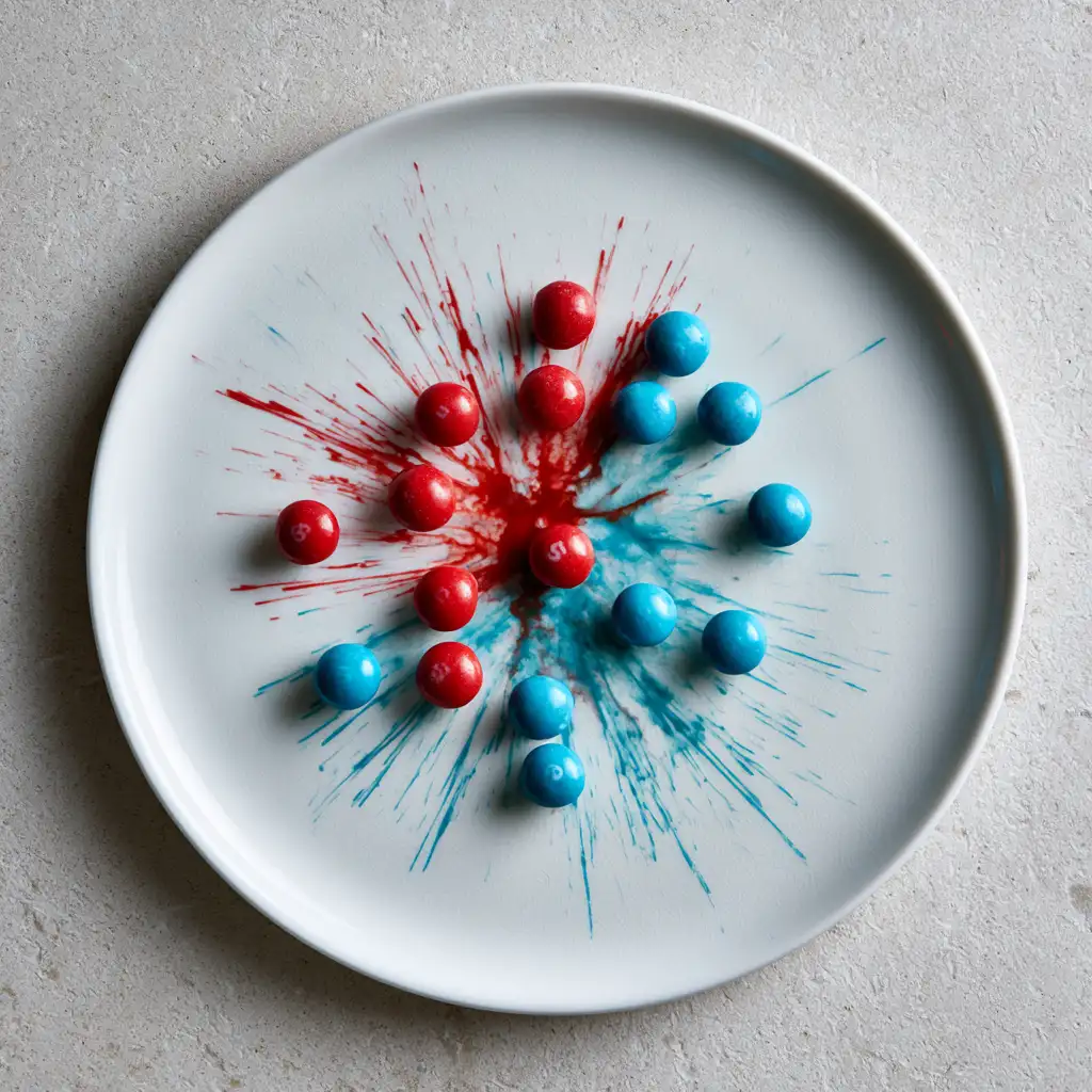skittles on a plate with colors bleeding to the center. This is one of the most loved 4th of July crafts for preschoolers.