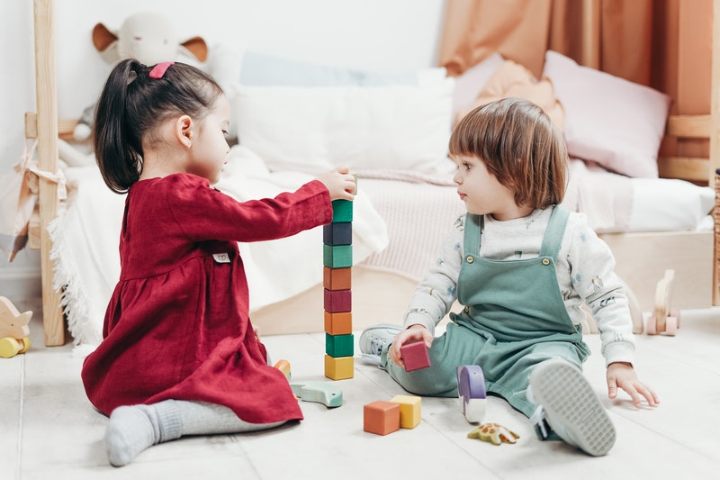 Preschool aged children playing with toys in Raleigh NC