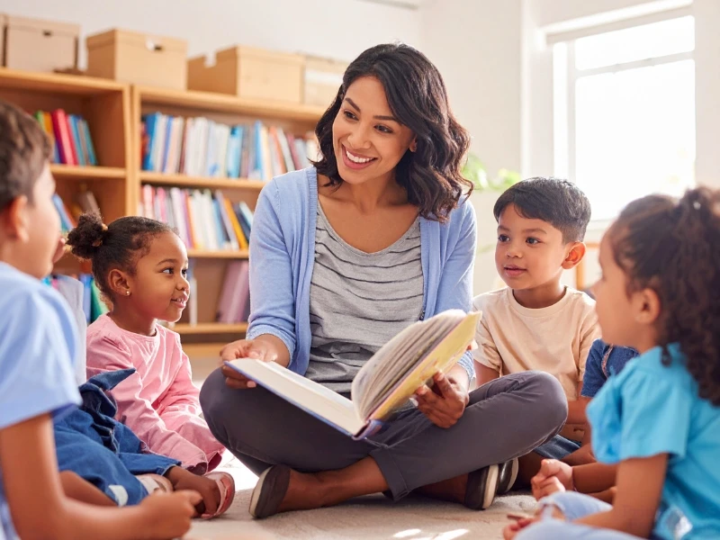 Teacher reading a book to her students. halloween toddler books, halloween books for preschoolers Raleigh