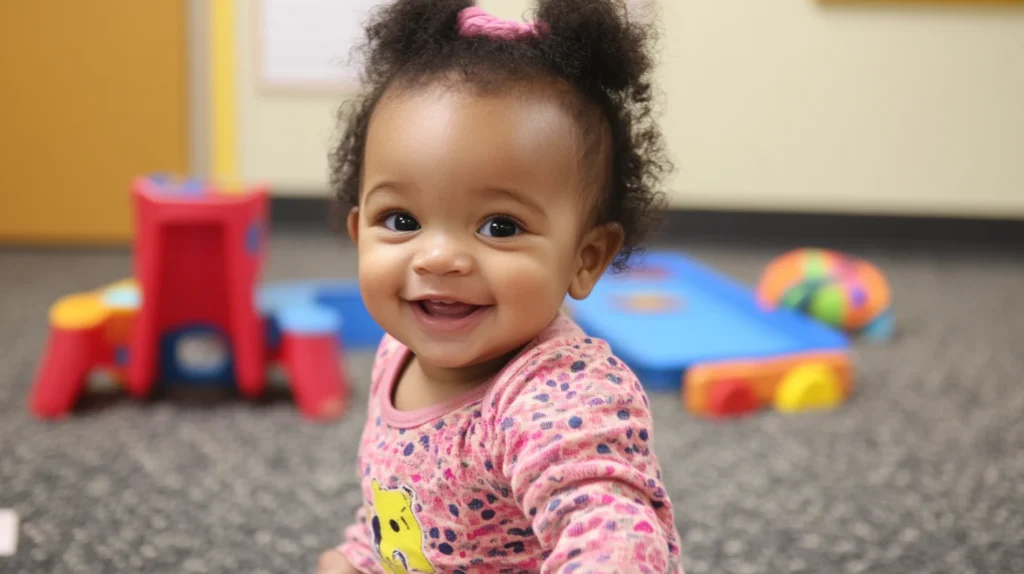 Infant smiling. infant day care raleigh nc, infant care, infant care near me, infant care raleigh, raleigh infant care.