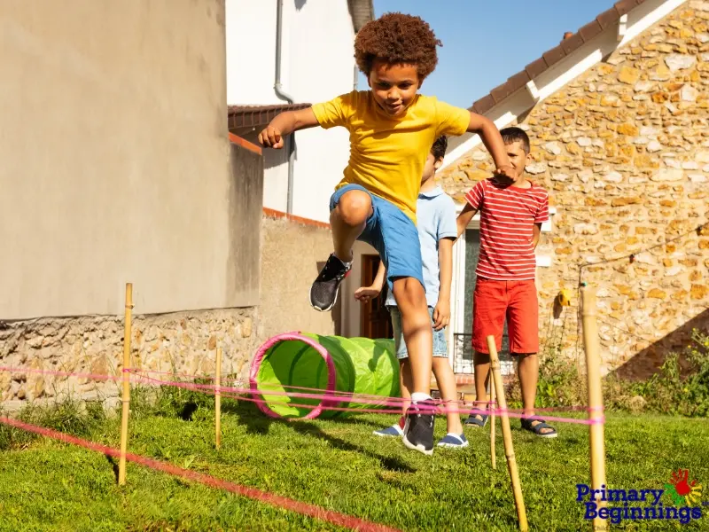 A young boy cbeing active outside. This image complements the blog titled, "Sports Activities for 4 Year Olds and Preschoolers."